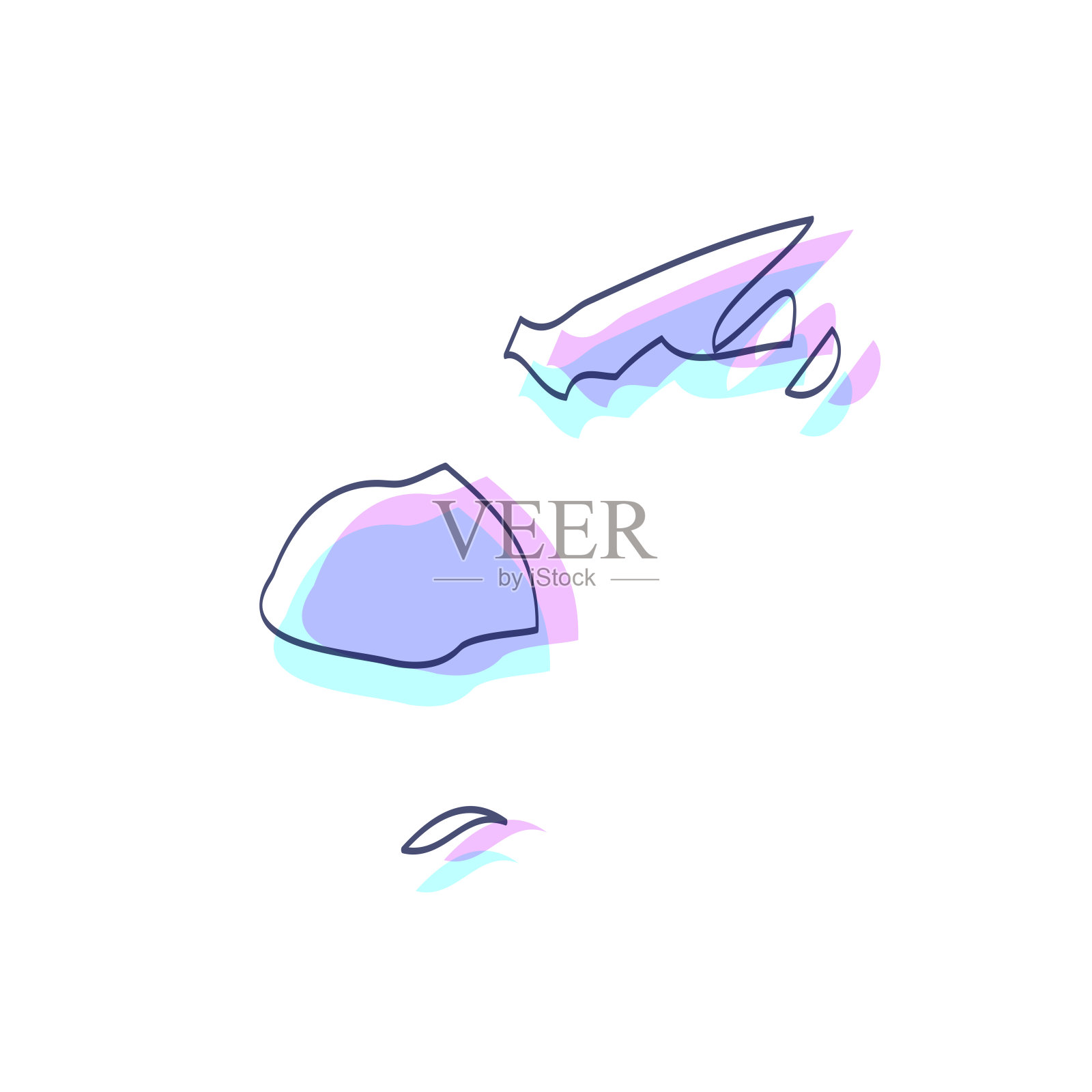 斐济地图手绘-紫色与黑色轮廓-时尚的设计插画图片素材