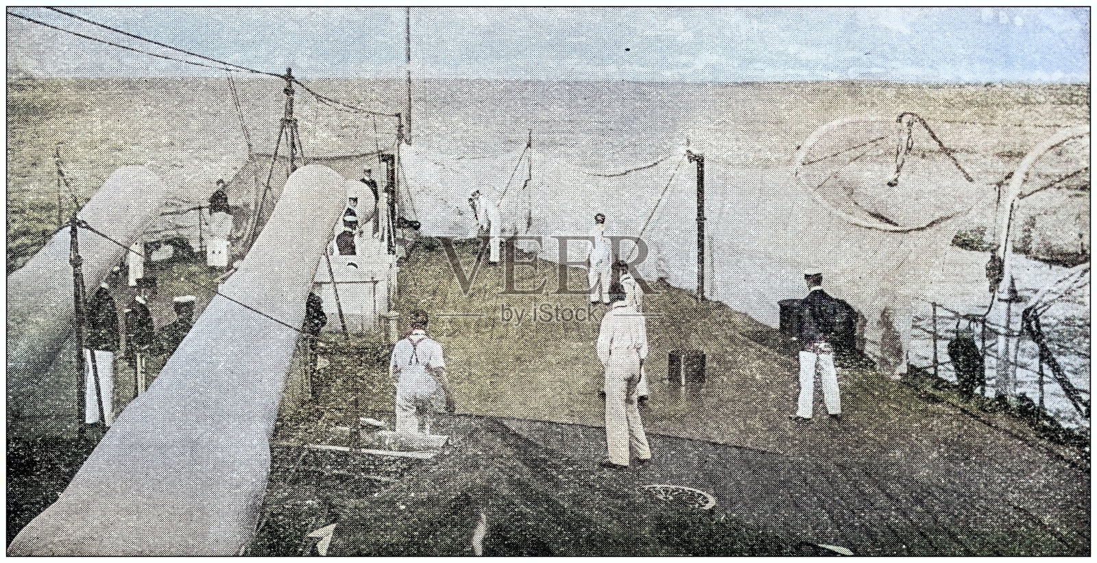 古照片:水手训练板球插画图片素材