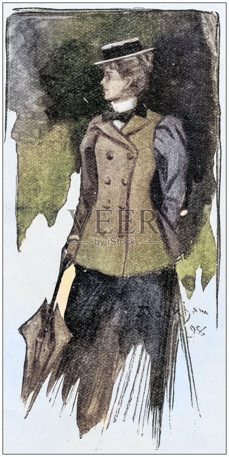 古玩画插图:女人插画图片素材