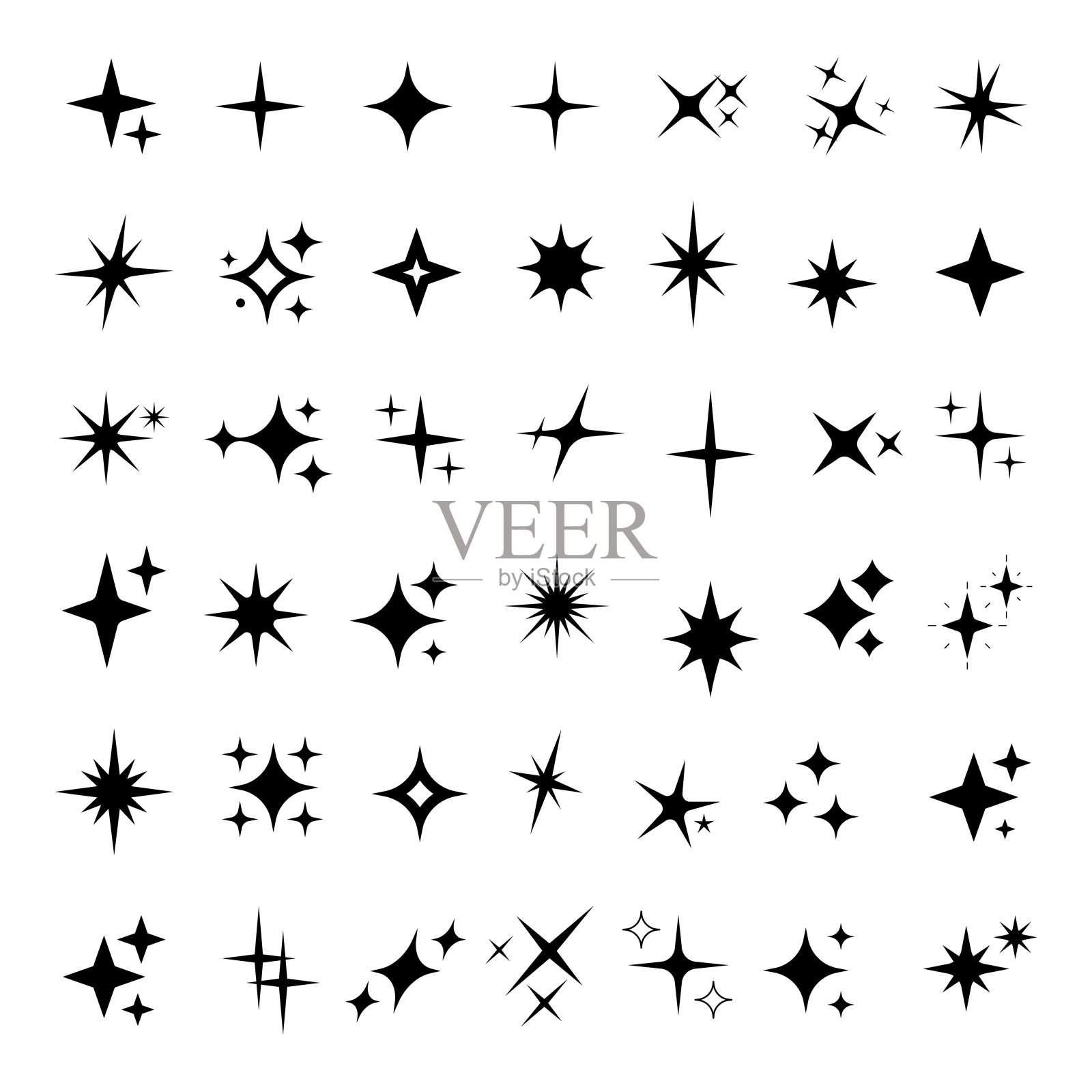 发光图标。火花，闪亮的爆炸。插画图片素材