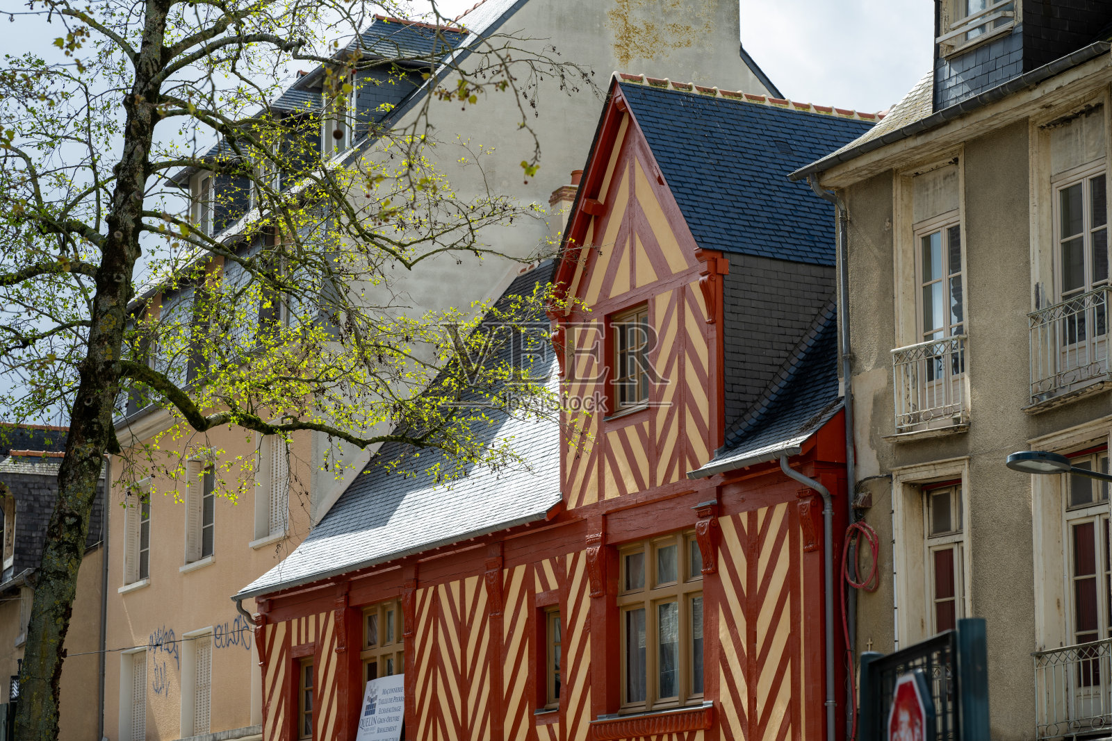 中世纪的房子，雷恩，法国照片摄影图片