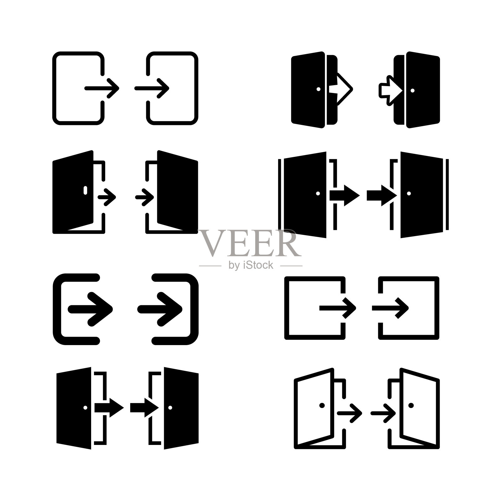 退出和进入图标集。登录、注销图标集。插画图片素材