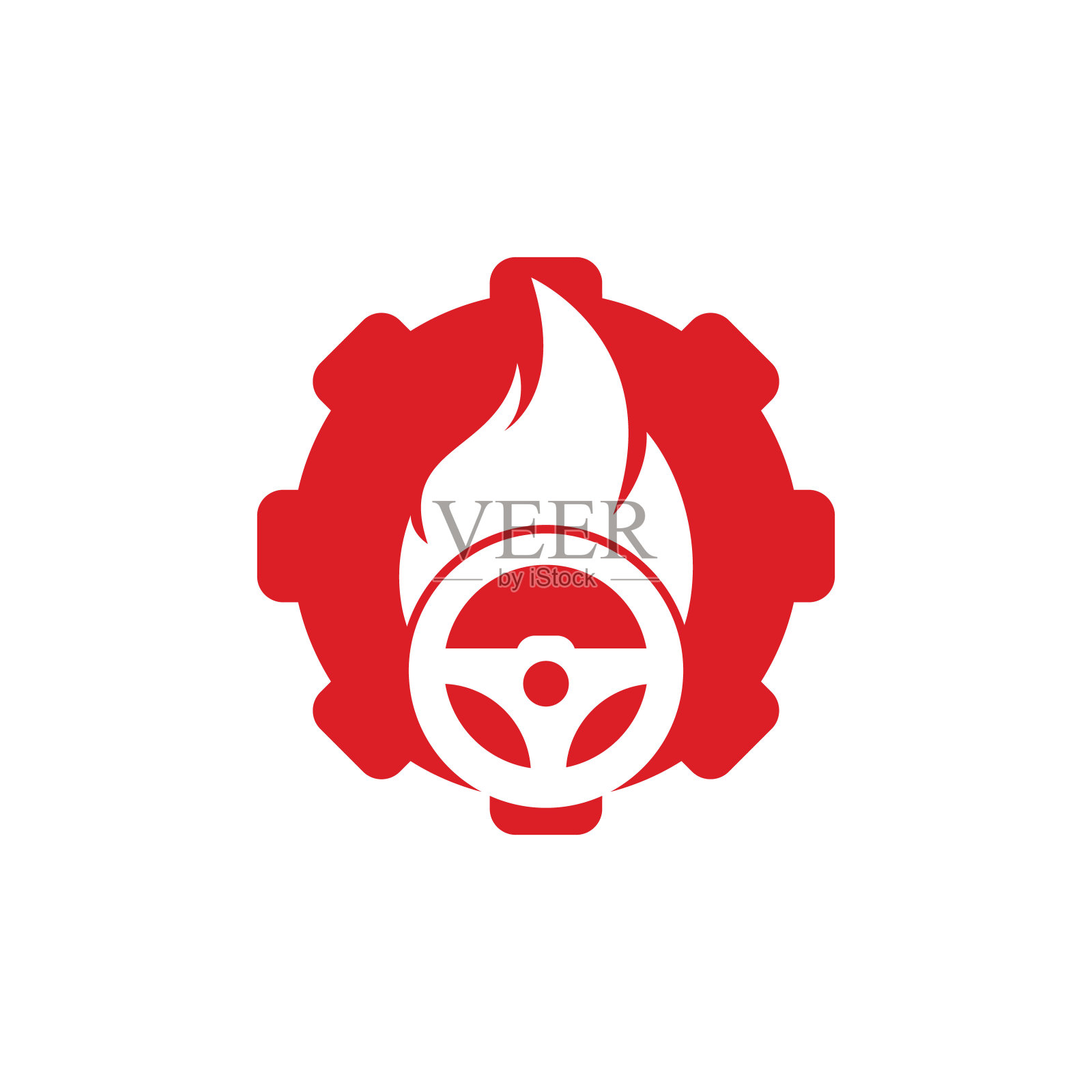 消防司机齿轮形状概念标志矢量设计模板。插画图片素材