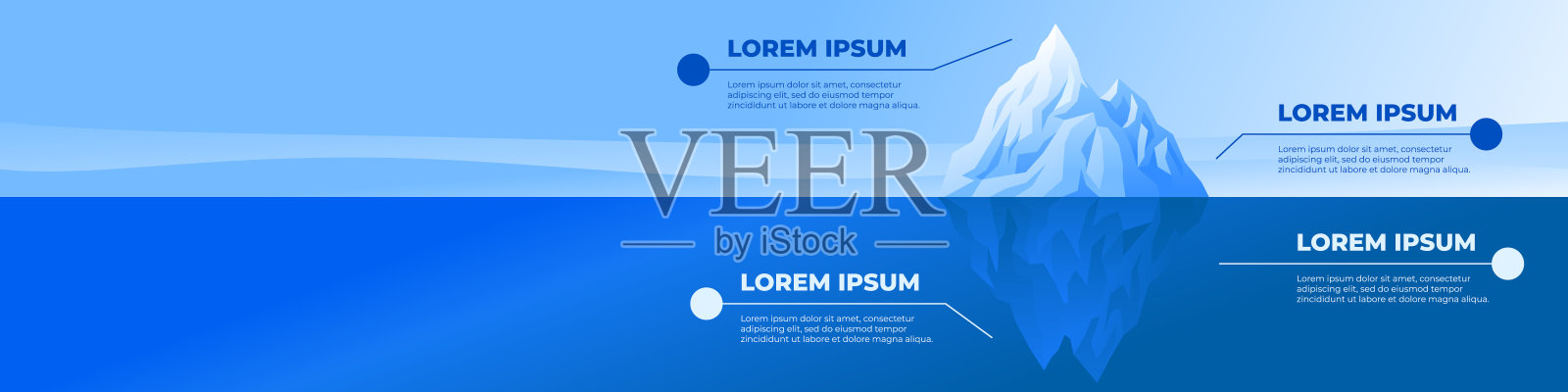 冰山横幅。冰山模板。平的风格。插画图片素材