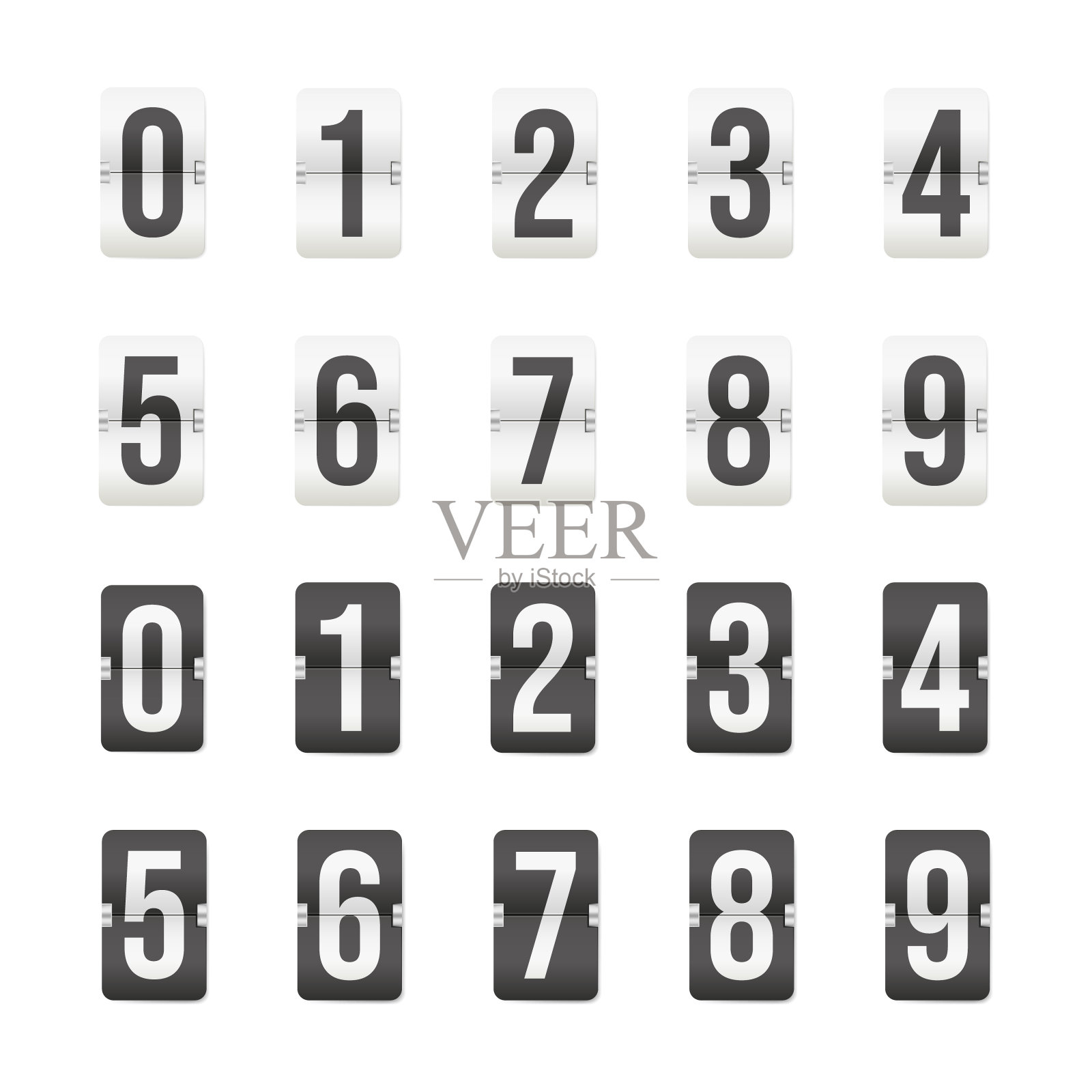 翻转时钟图标。翻转时钟图标集。倒计时图标集。插画图片素材