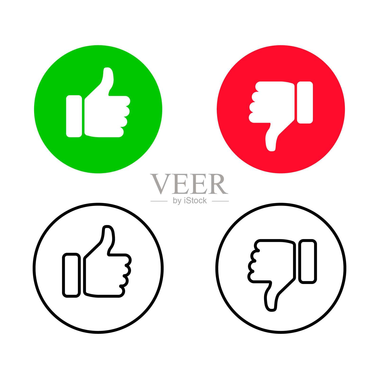 喜欢，不喜欢图标。社交媒体符号设置。插画图片素材