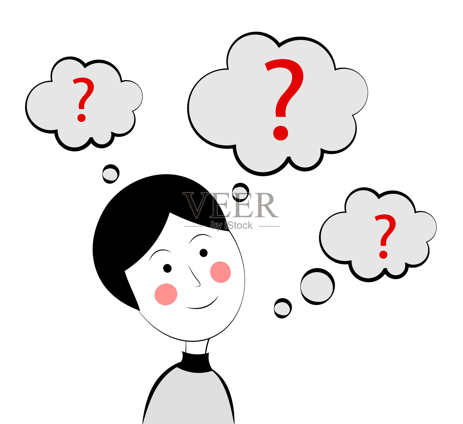 男人问问题。问号。涂鸦插画图片素材