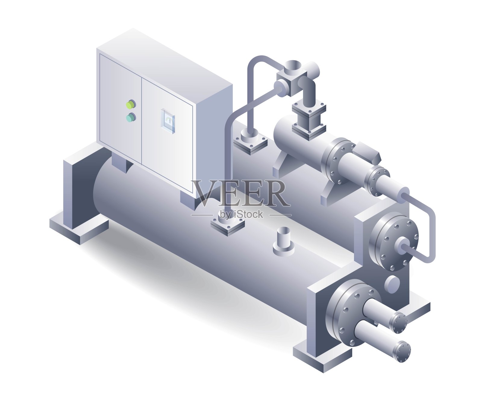 水冷机结构平面等距系统三维图解插画图片素材