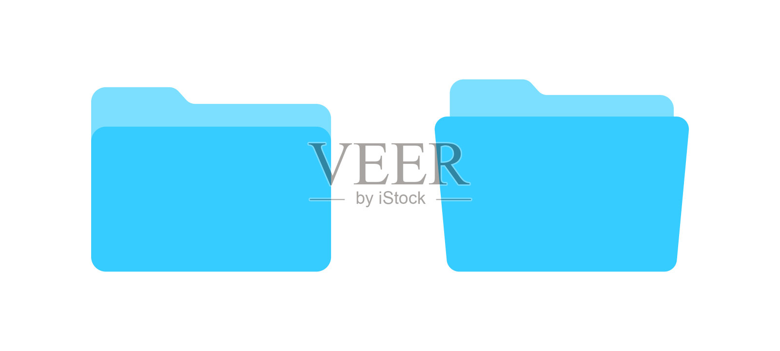 文件夹矢量图标。蓝色文件夹图标。文件文件夹在平面样式。文件的文件夹。插画图片素材