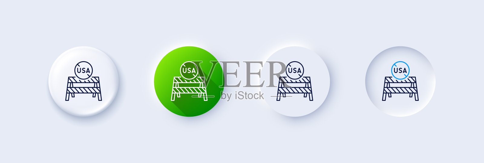 美国关闭边界线图标。冠状病毒Covid-19大流行迹象。行图标。向量插画图片素材