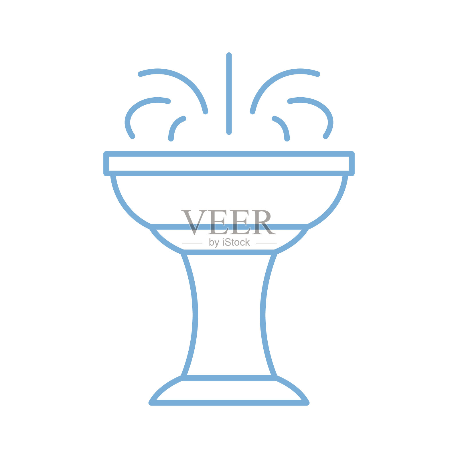 喷泉线图标带浇水;宁静和清爽的氛围;适用于公园地图、城市指南或景观宣传册插画图片素材