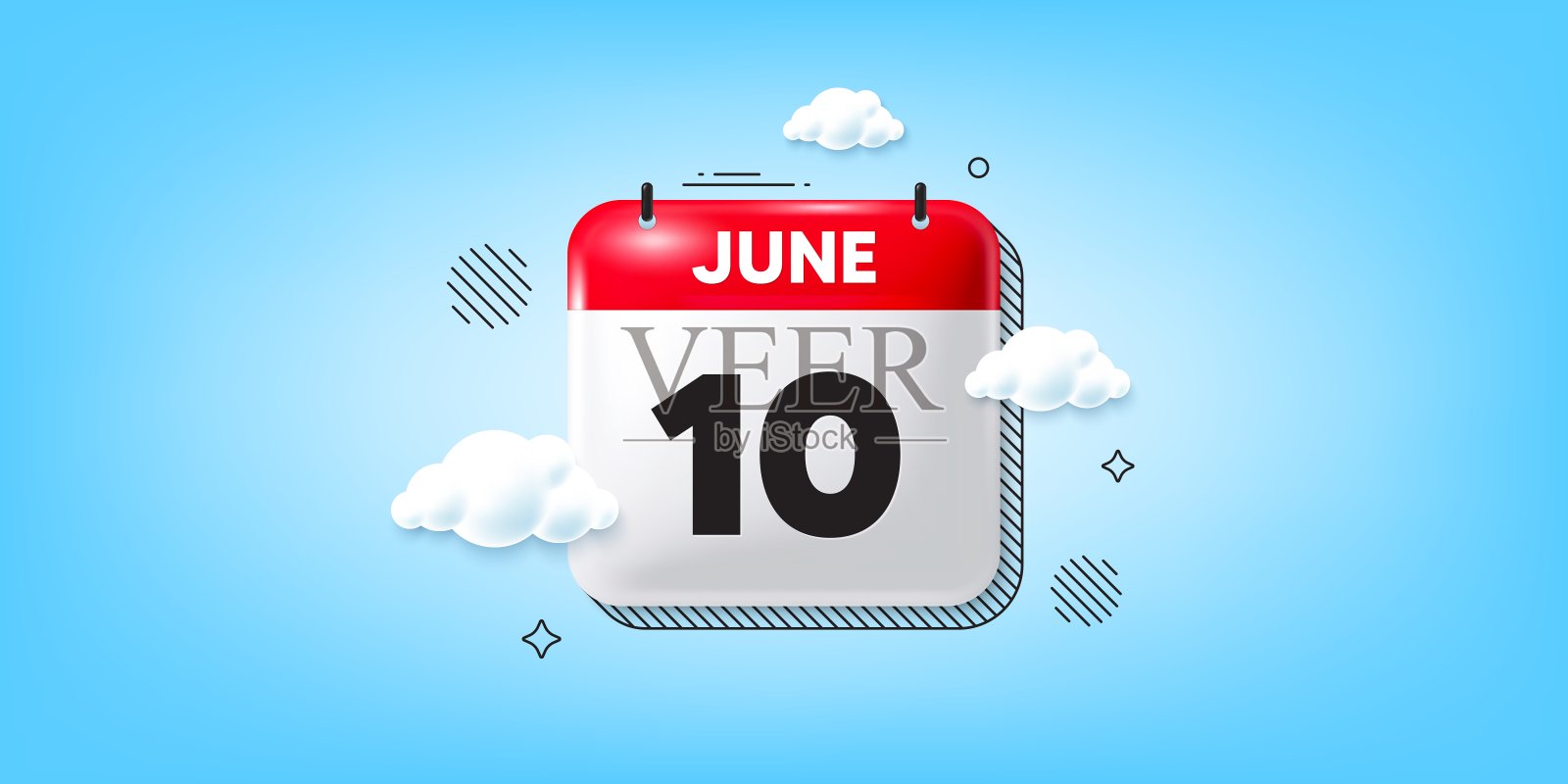 每月的第10天图标。活动日程日期。日历日期6月3d图标。向量插画图片素材