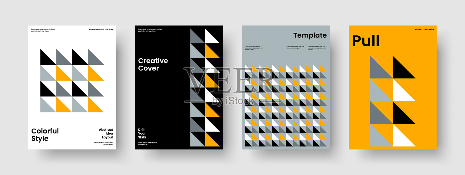 几何传单模板。创意横幅设计。摘要宣传册布局。背景。业务演示。报告。海报。书的封面。日报》。传单。目录。传单。投资组合。小册子插画图片素材