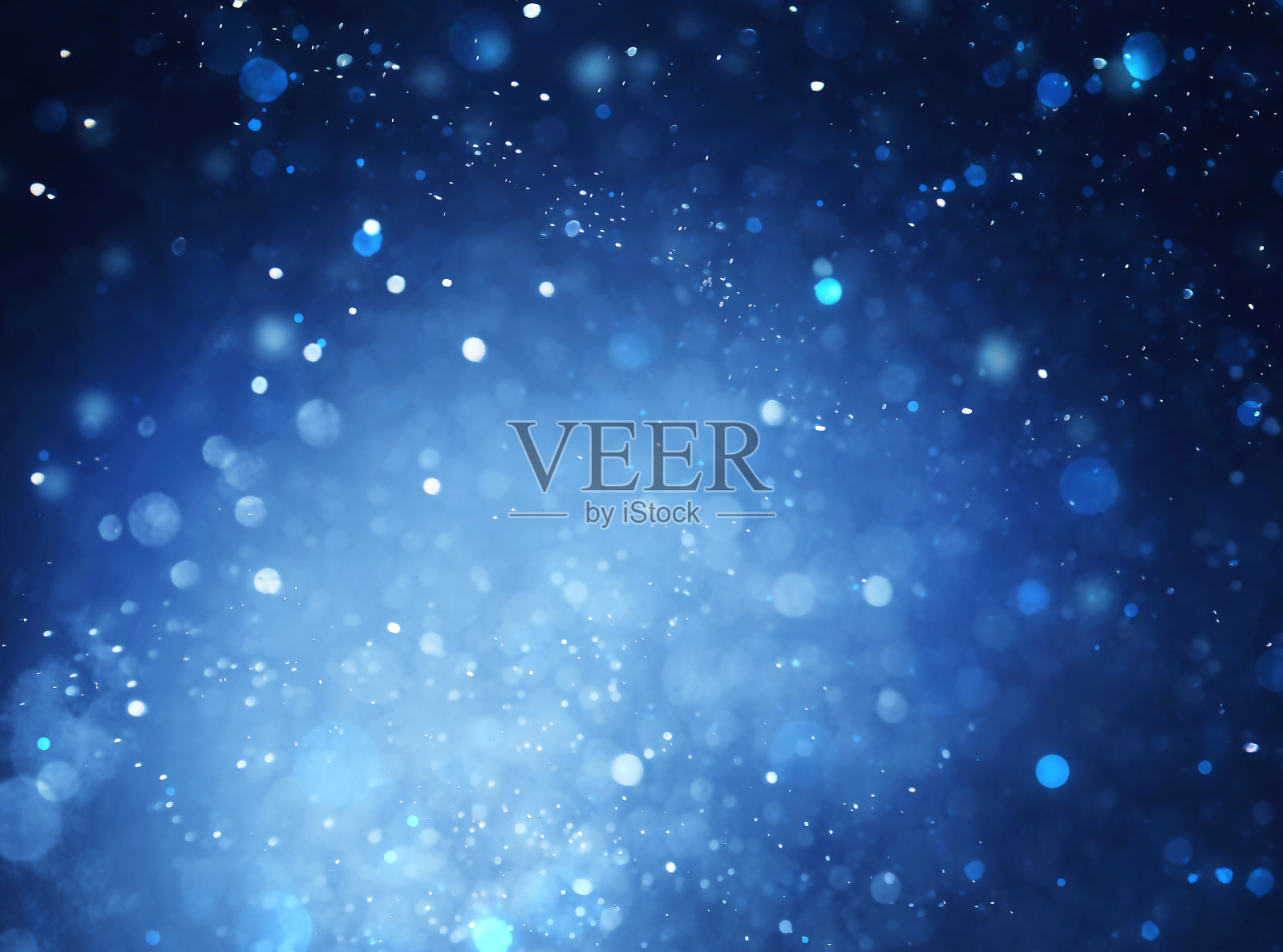 深蓝色背景与散焦灯。节日的背景插画图片素材