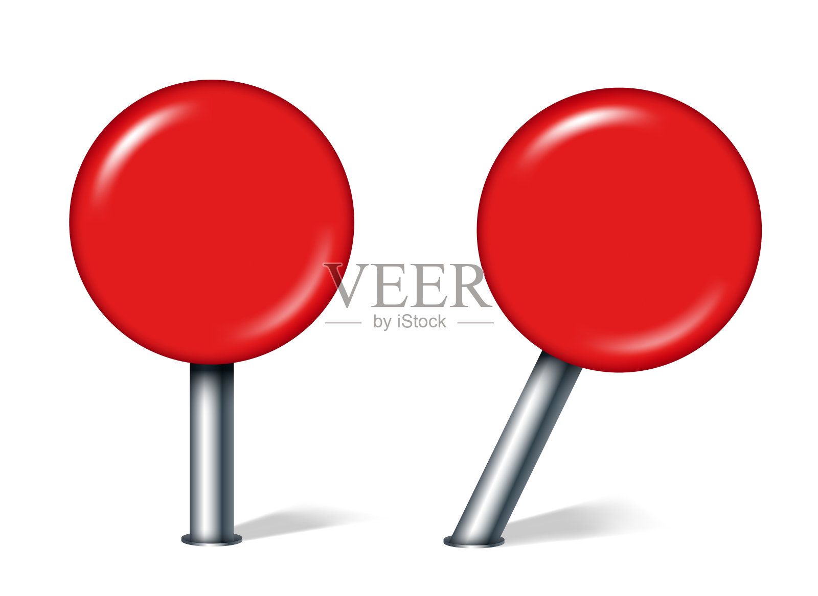 3d地图引脚。地图位置引脚。地图上的导航标记。矢量剪贴画隔离在白色背景上。插画图片素材