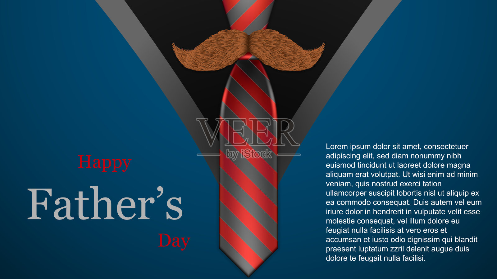 父亲节背景，领带和胡子，创意概念，矢量插图插画图片素材