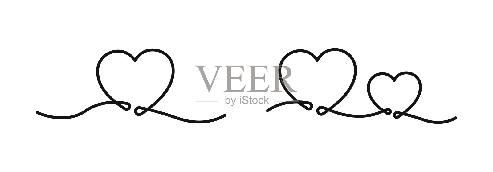 线性的心。心的形状。心的图标。一条线画心插画图片素材