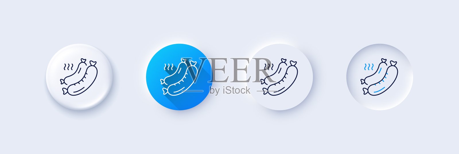 烤香肠线的图标。烧烤肉类食品标志。行图标。向量插画图片素材