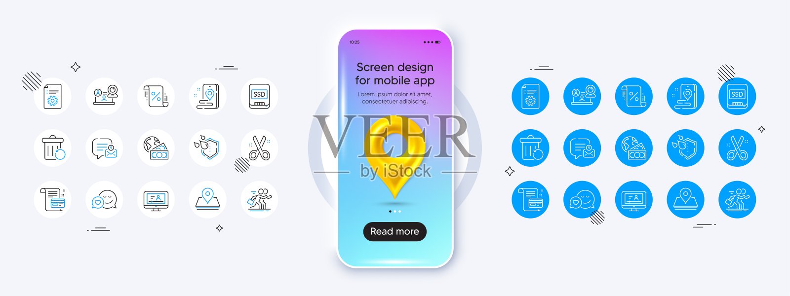 约会、在线视频和视频会议线性图标插画图片素材