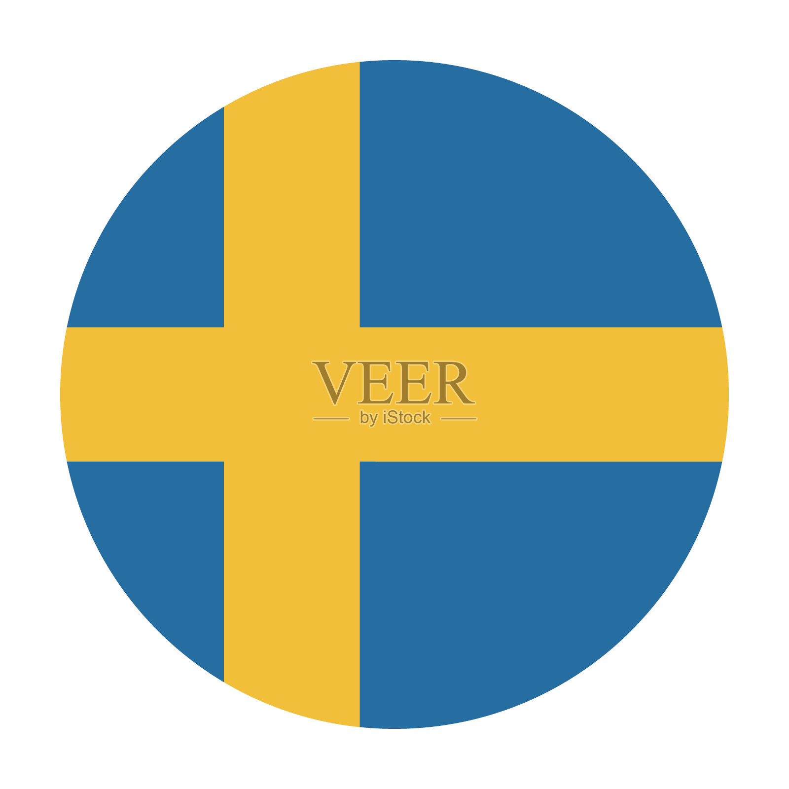 瑞典国旗。瑞典圆旗。标准颜色。圆形国旗。数码插图。电脑插图。矢量插图。插画图片素材