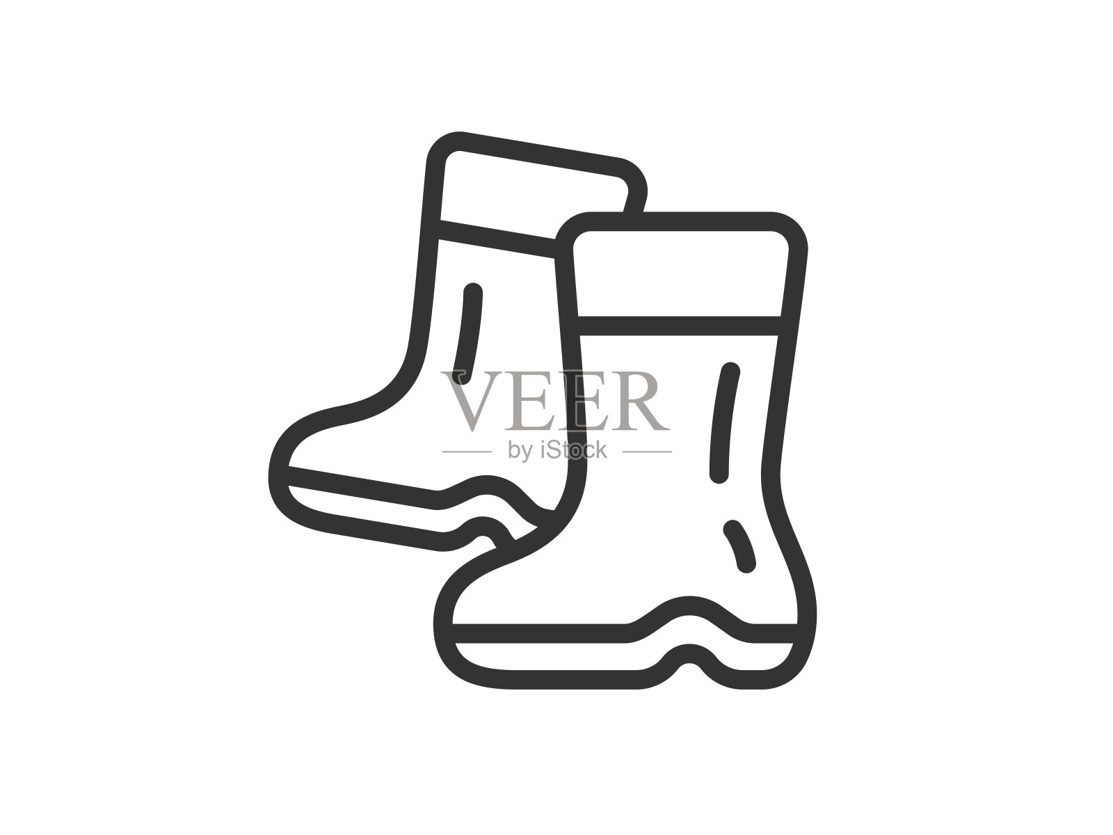 雨靴图标插图(线条图)。插画图片素材