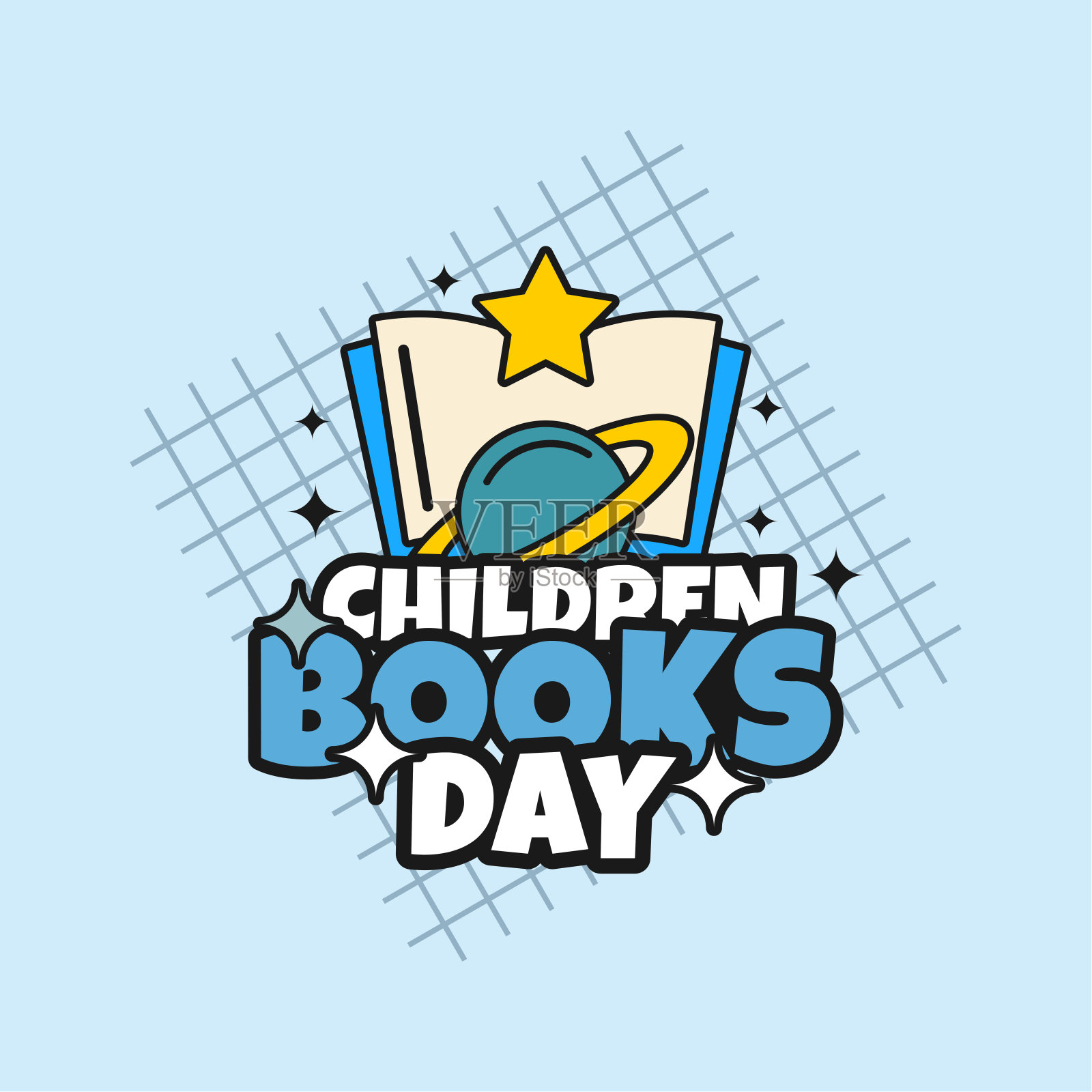 儿童图书日复古风格矢量设计插画图片素材