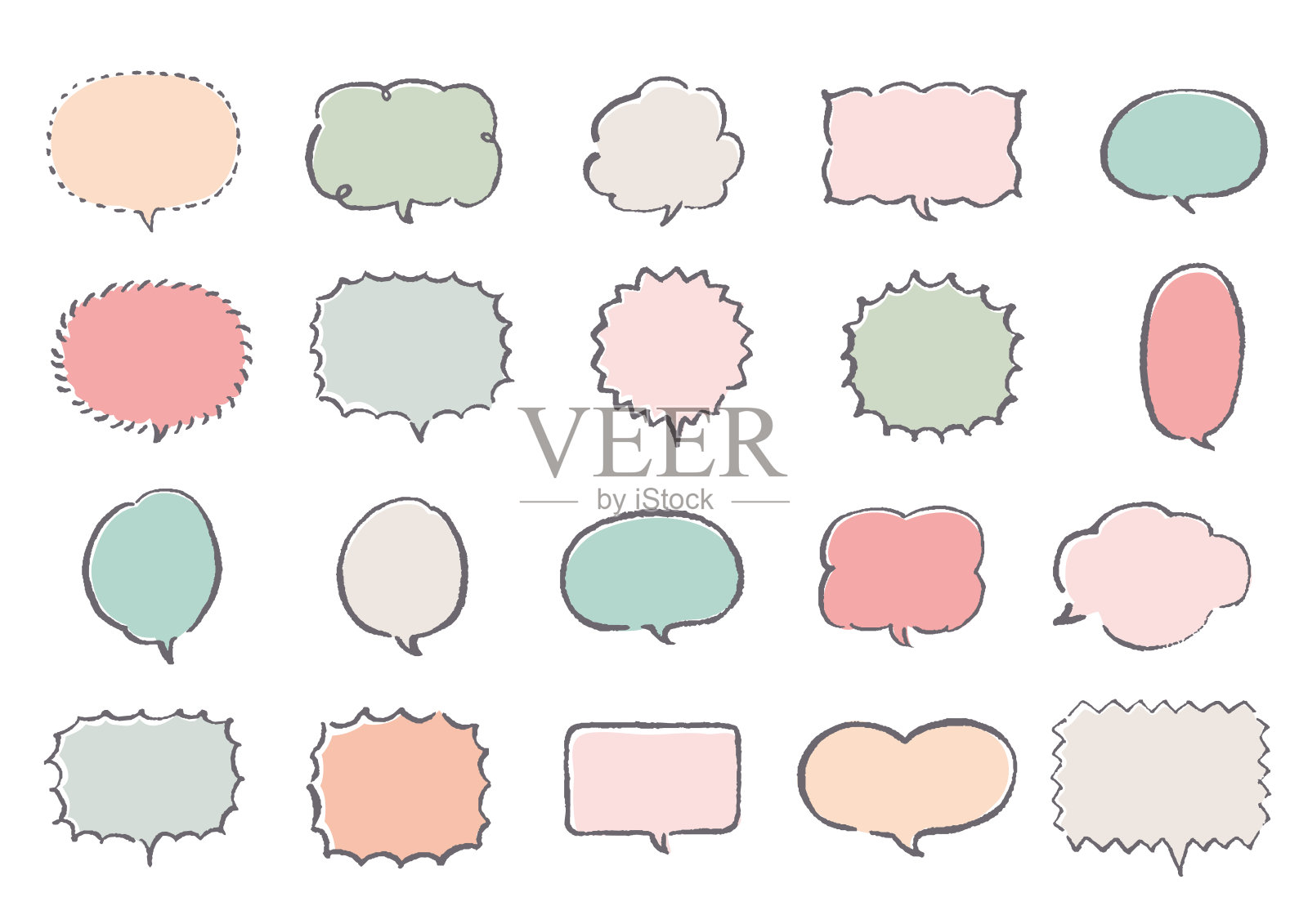 矢量插图的手写气球集。插画图片素材