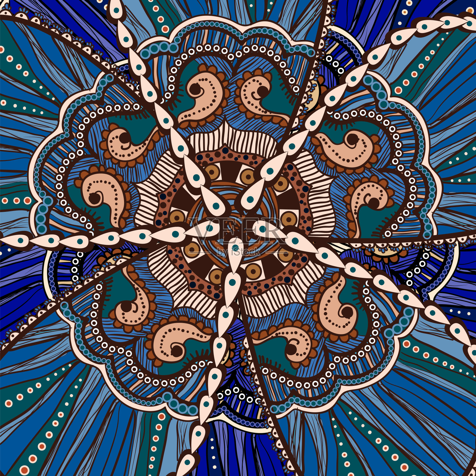 华丽的蓝色花插画图片素材