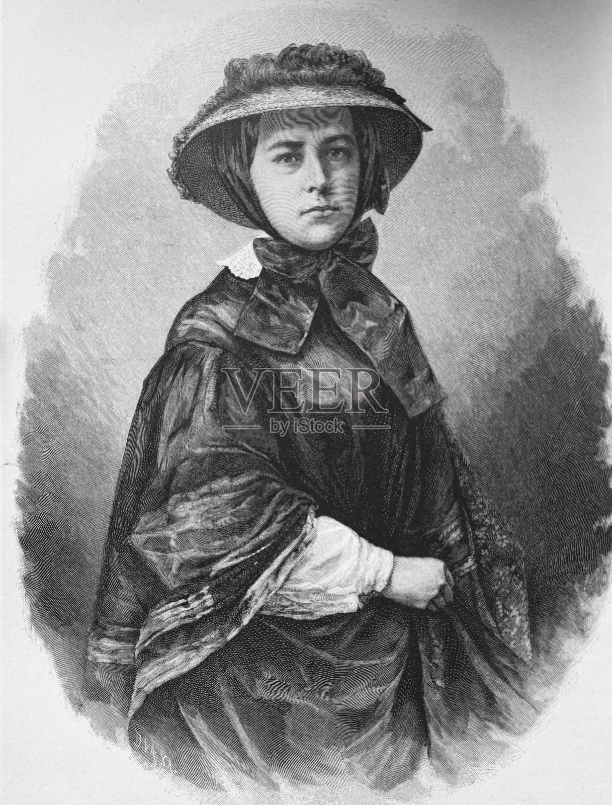 玛丽亚·冯·毛奇，冯·毛奇将军的妻子插画图片素材