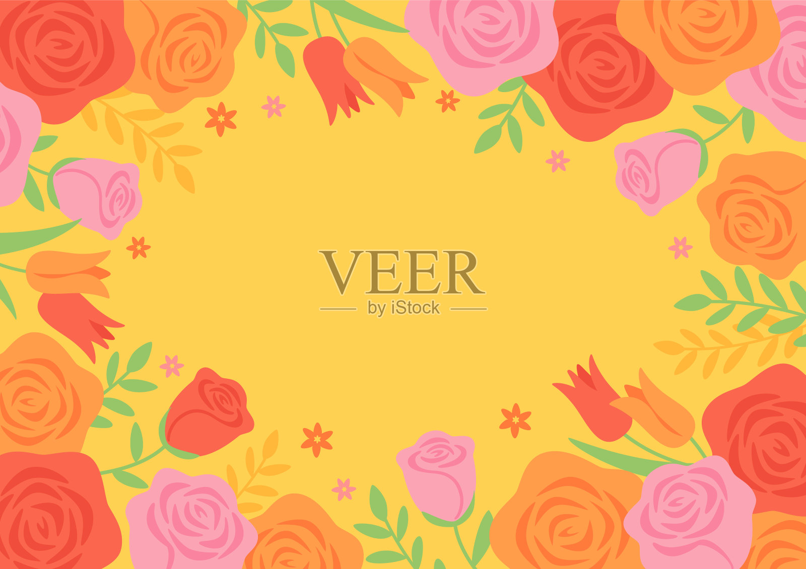 华丽的设计框架玫瑰花朵插画图片素材