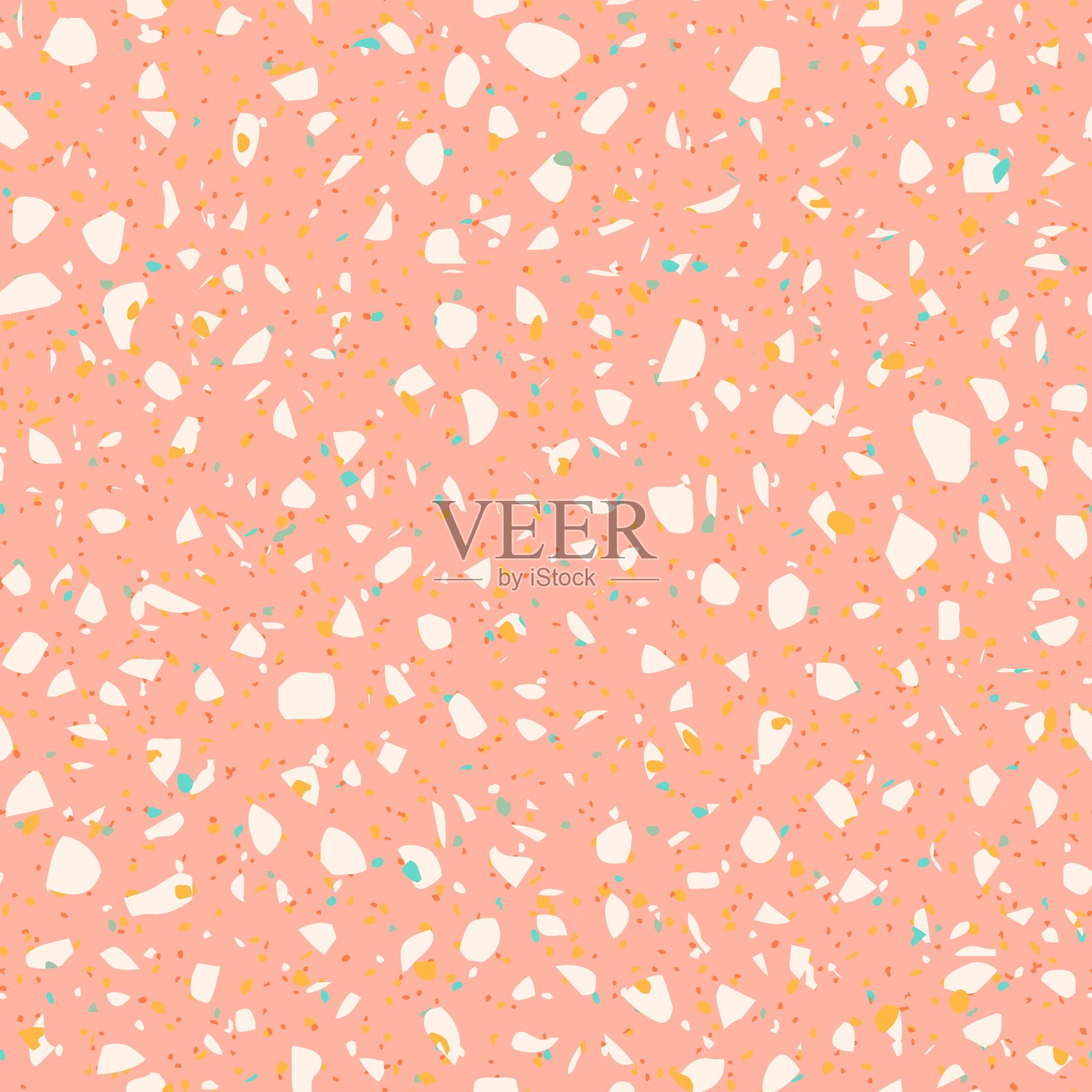 暖粉色和奶油水磨石纹理背景。无缝粉彩粉红陶土图案。插画图片素材