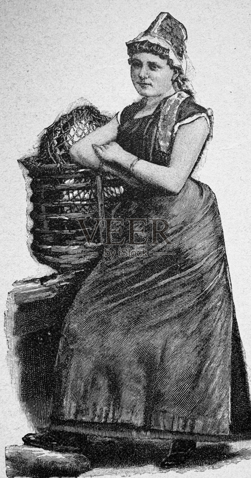 来自黑尔戈兰的女人，穿着传统服装插画图片素材