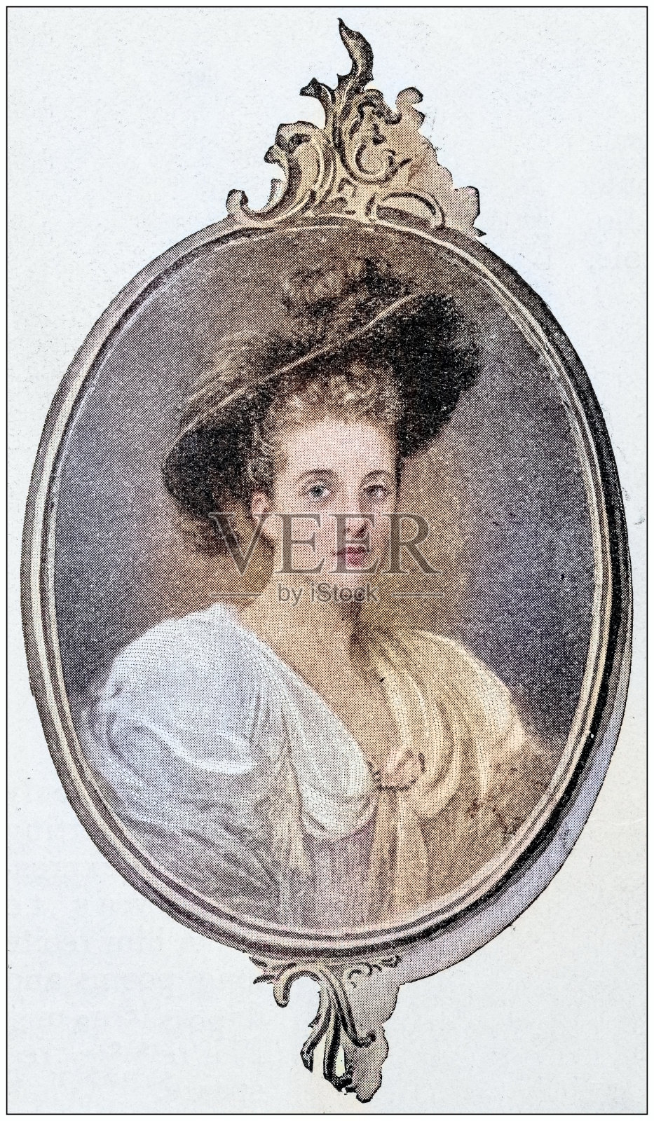 古董照片:女性肖像插画图片素材
