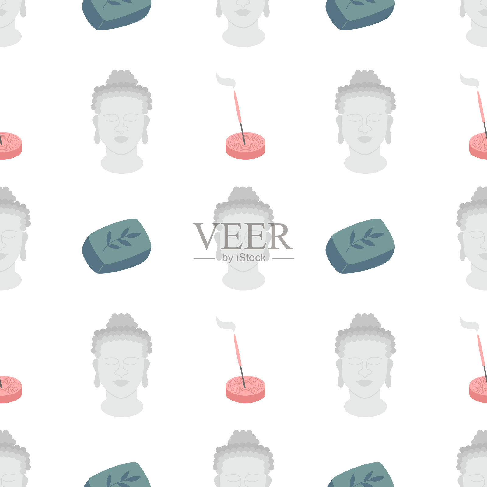 瑜伽元素无缝图案插画图片素材