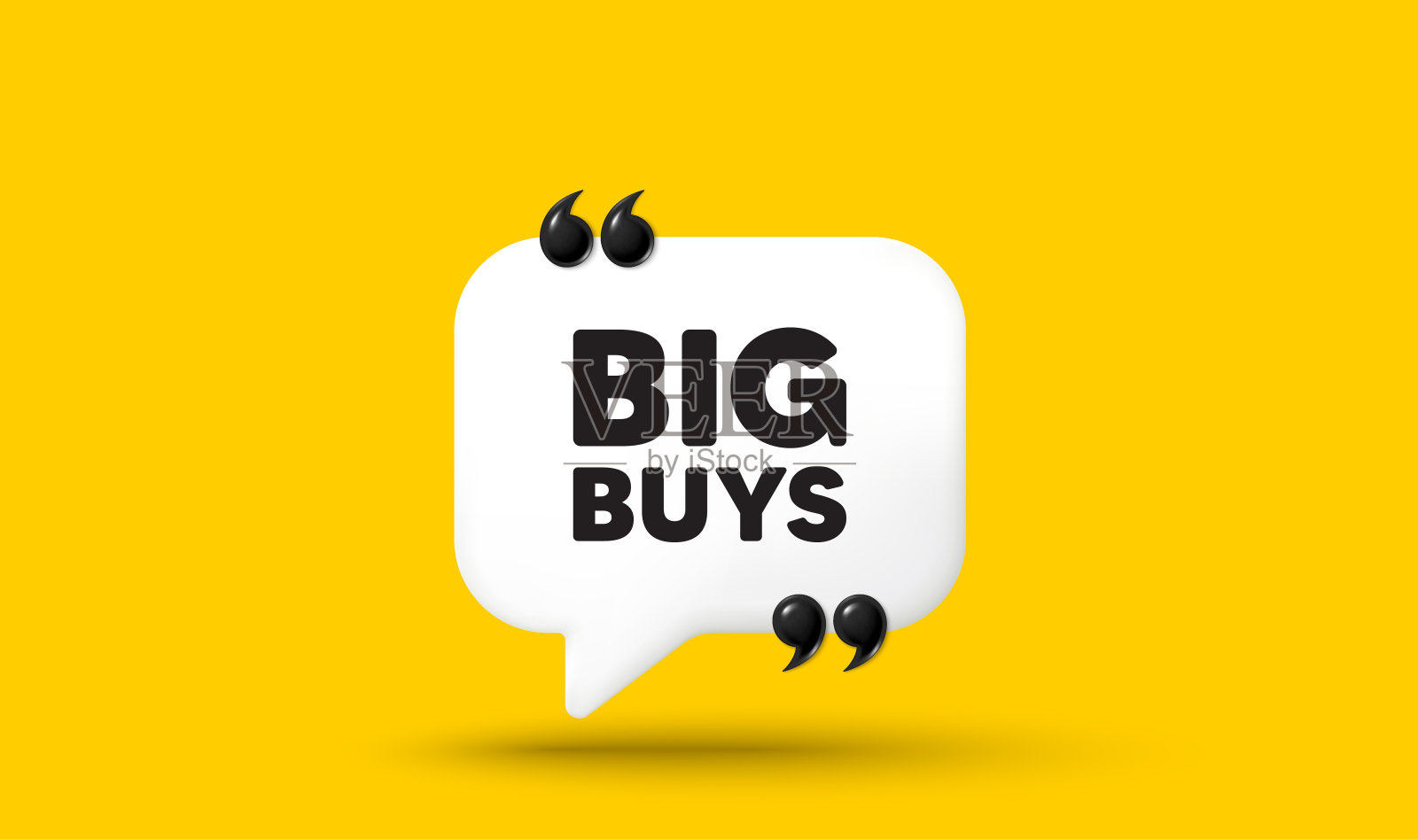 大采购标签。特价价格标志。聊天语音气泡3d图标。向量插画图片素材
