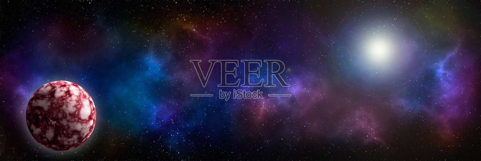 来自外太空的未知行星。空间星云。宇宙星团。外太空背景。三维演示照片摄影图片