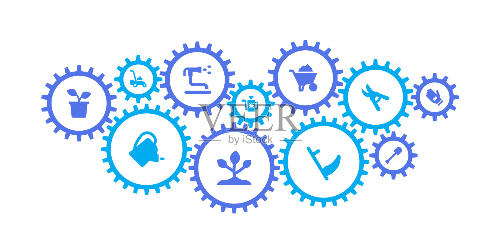 齿轮机构和园艺图标插画图片素材