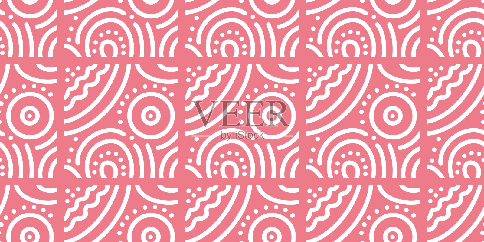 简单的几何白色无缝图案和彩色背景印刷插画图片素材