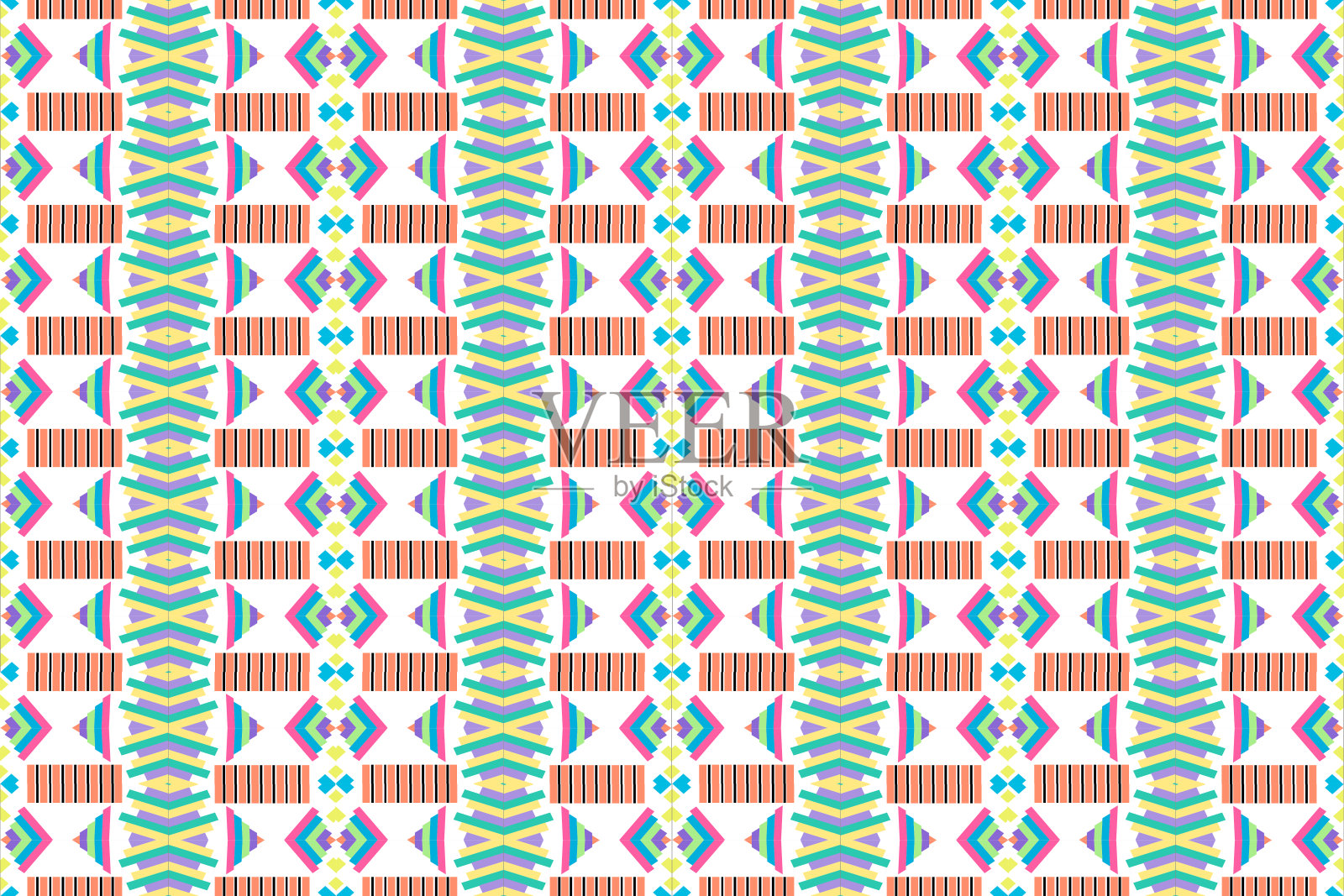 五颜六色的方形形状形成一个图案，被条纹插画图片素材