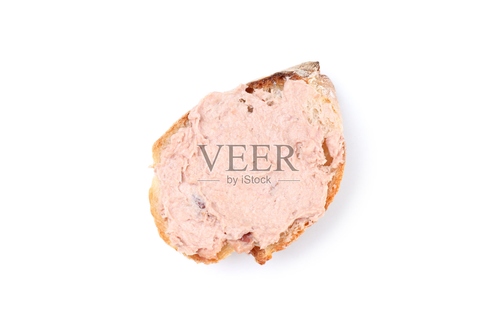 白色背景上有肉酱的面包照片摄影图片