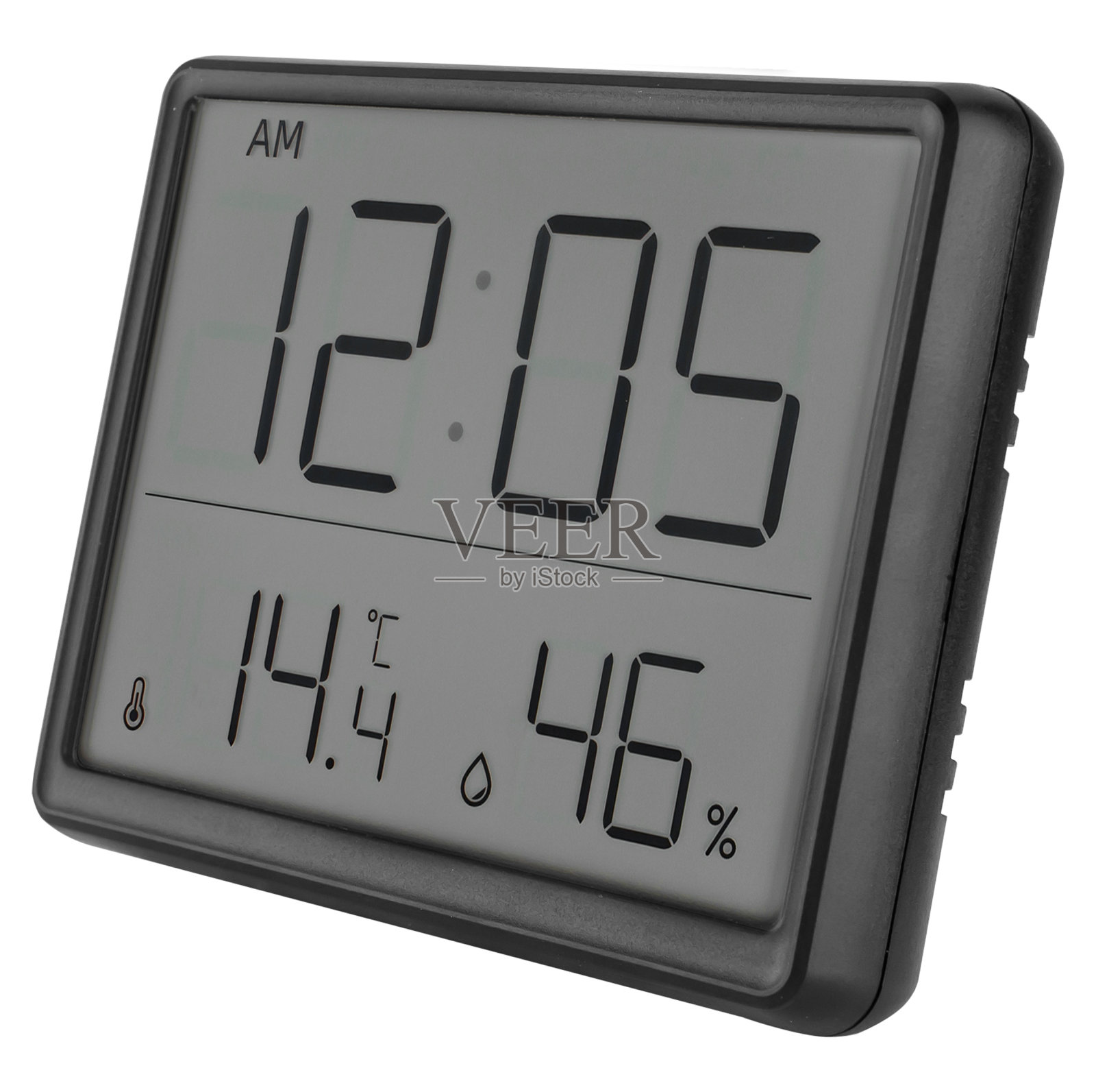 数字温度计屏幕，在白色背景绝缘照片摄影图片