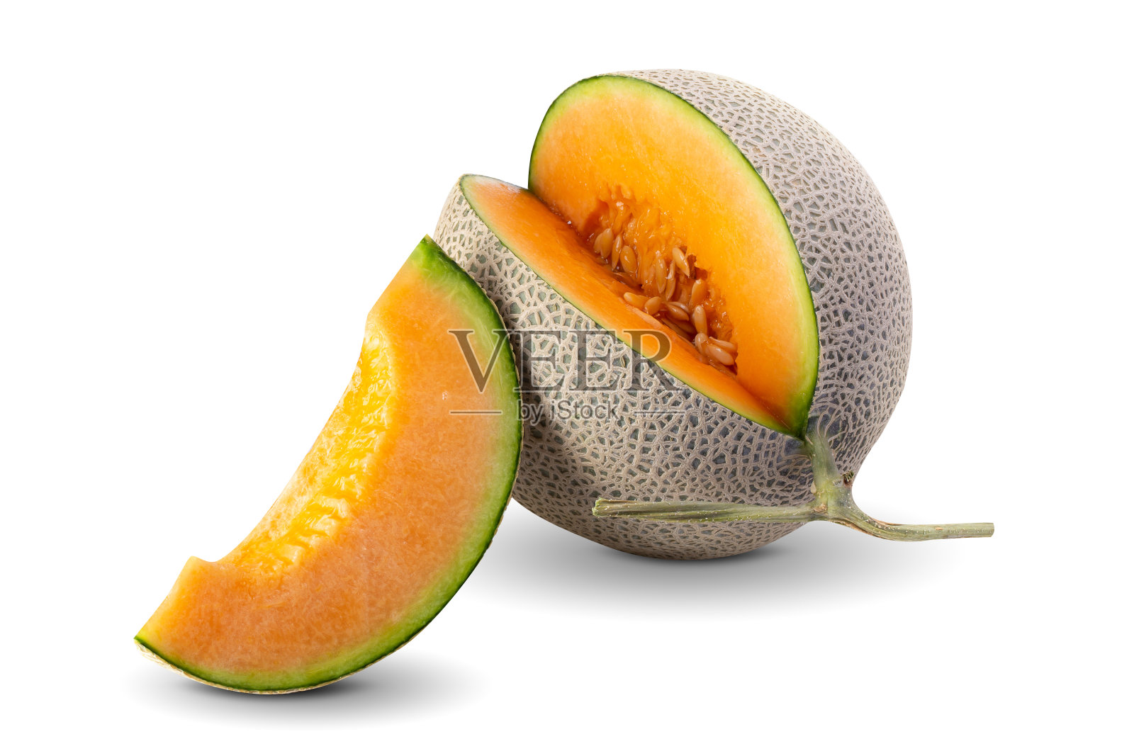 在白色背景上孤立的甜瓜或哈密瓜照片摄影图片