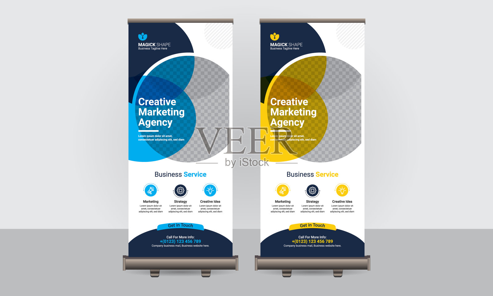 企业业务卷横幅站模板设计。插画图片素材