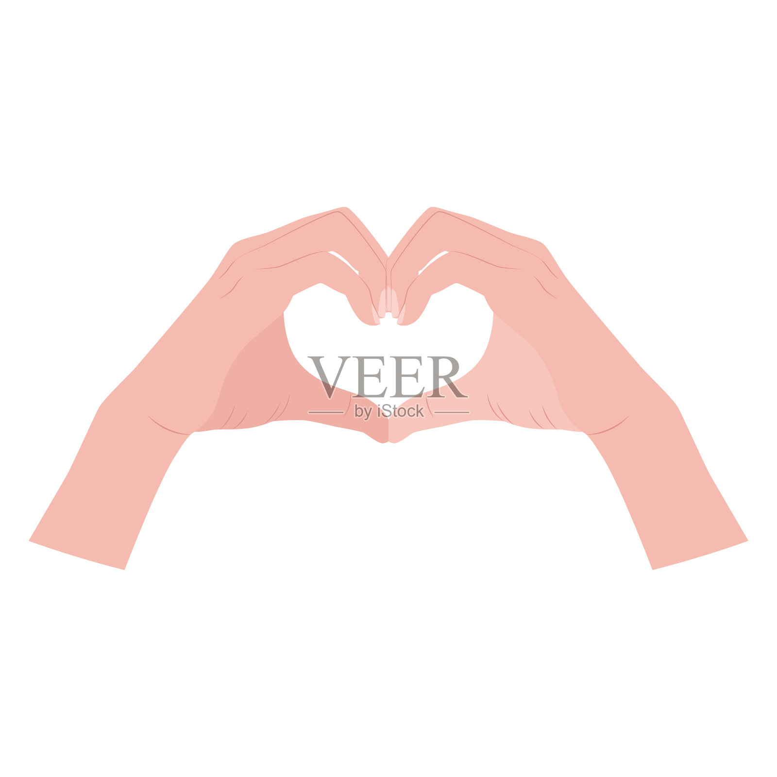 矢量插图的手形成一个心脏，孤立在一个白色的背景。插画图片素材