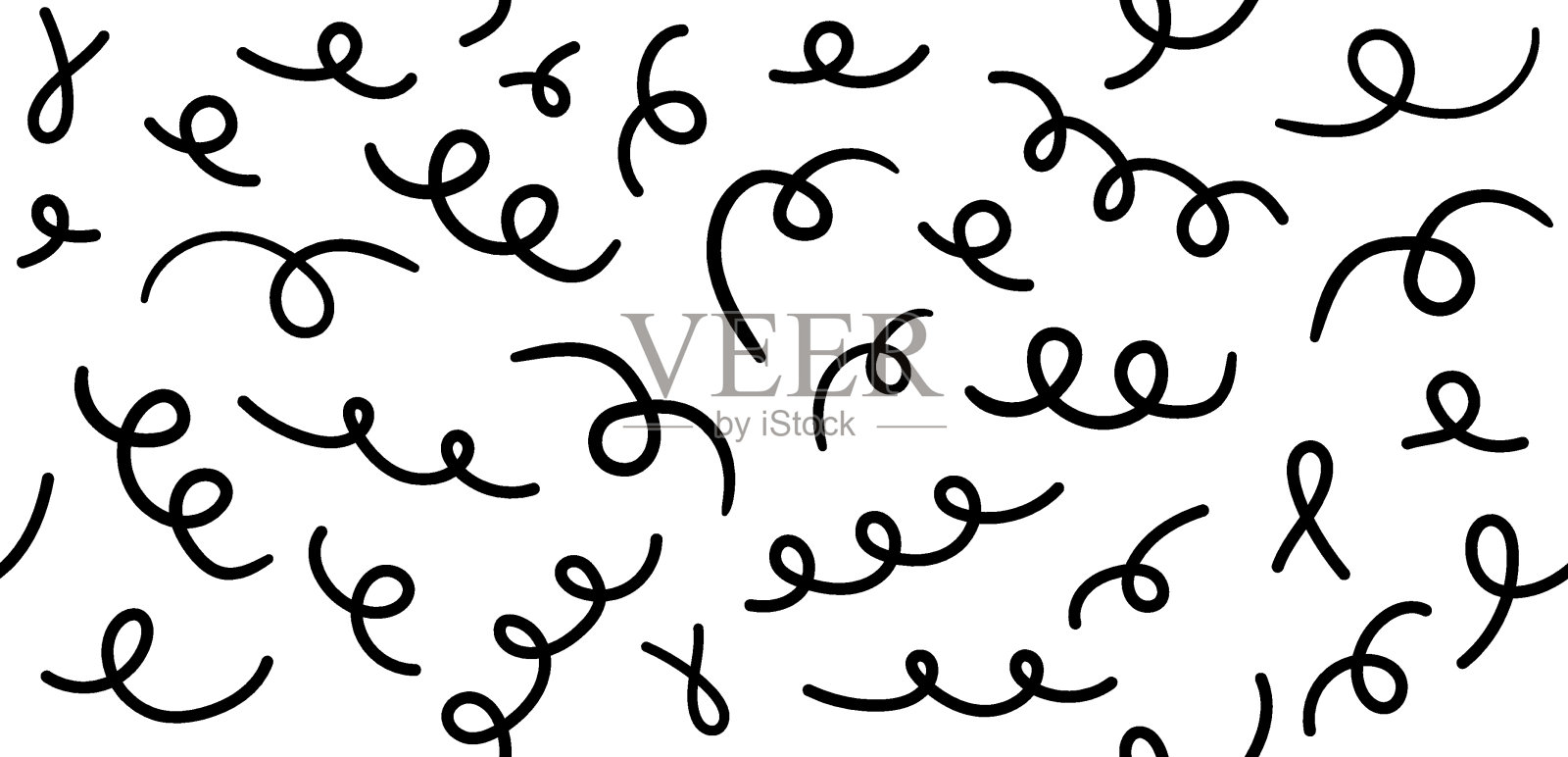 手绘扭曲线条Y2K天真无缝图案。抽象涂鸦线背景groovy横幅插画图片素材