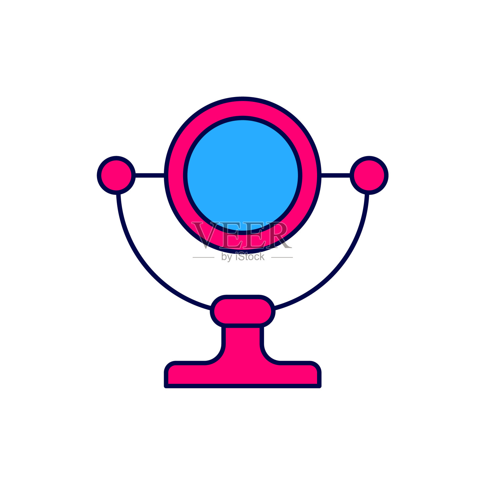 圆形化妆镜图标孤立的白色背景。向量插画图片素材