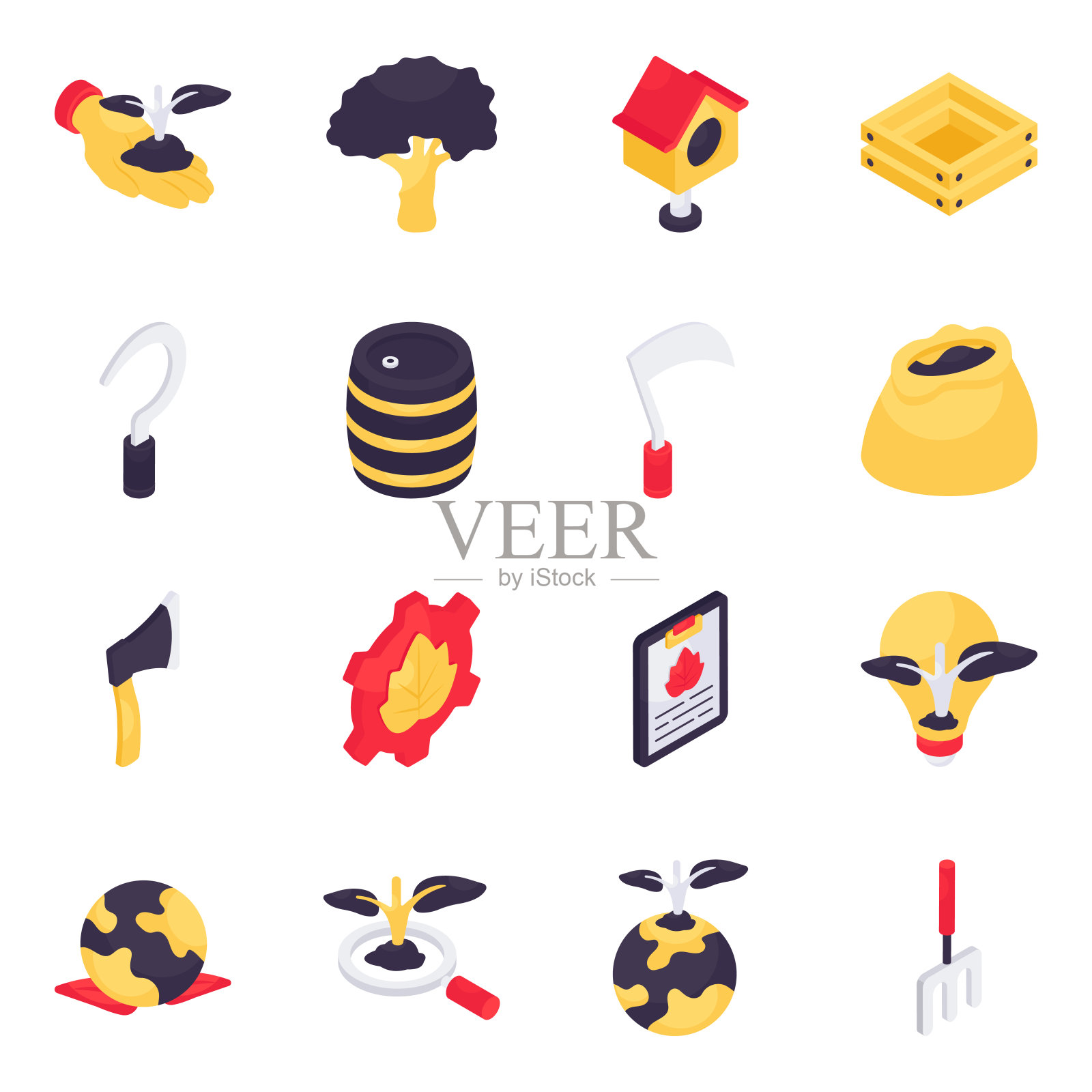 一套生态等距图标插画图片素材