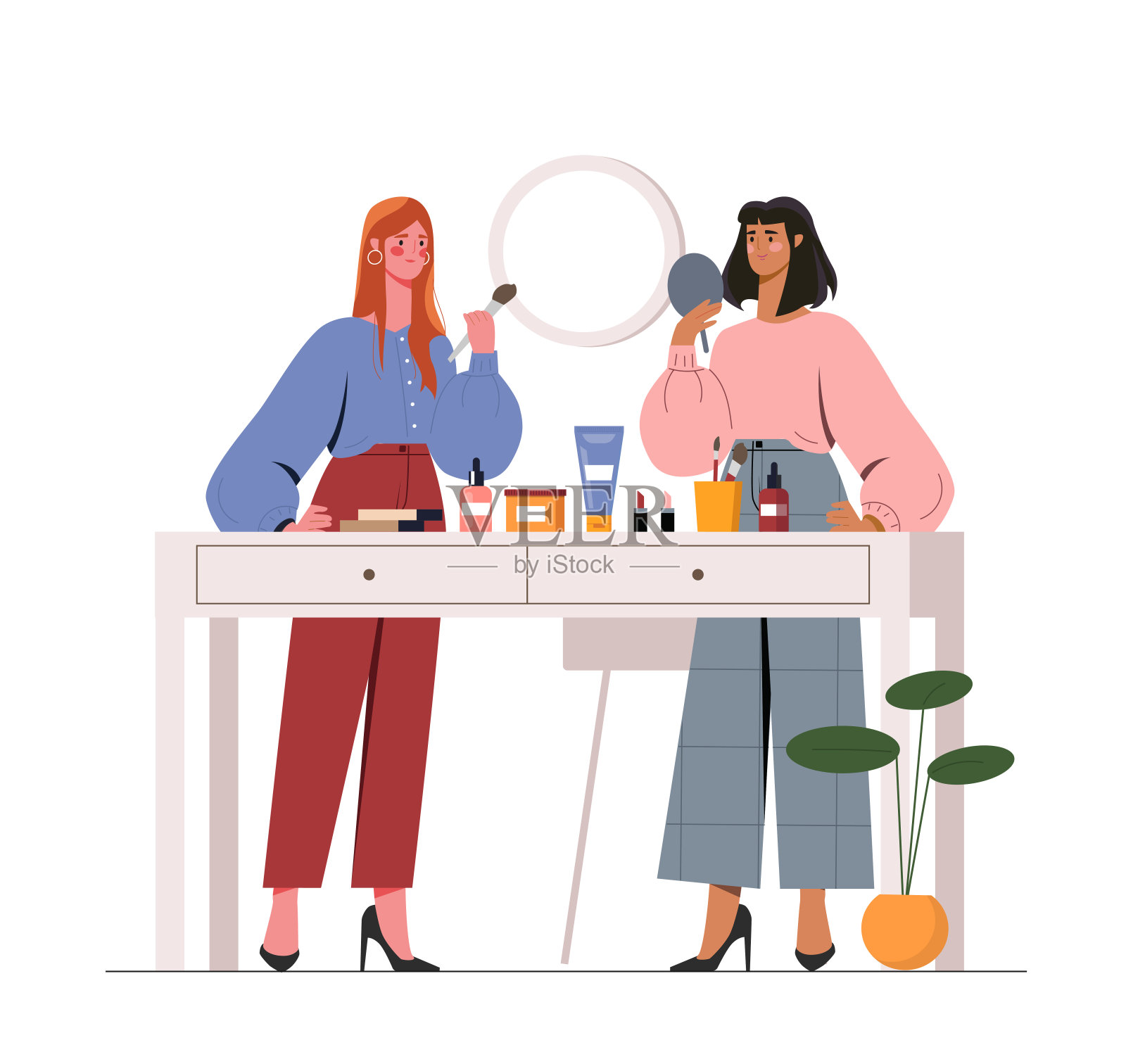 化妆师女性矢量概念插画图片素材