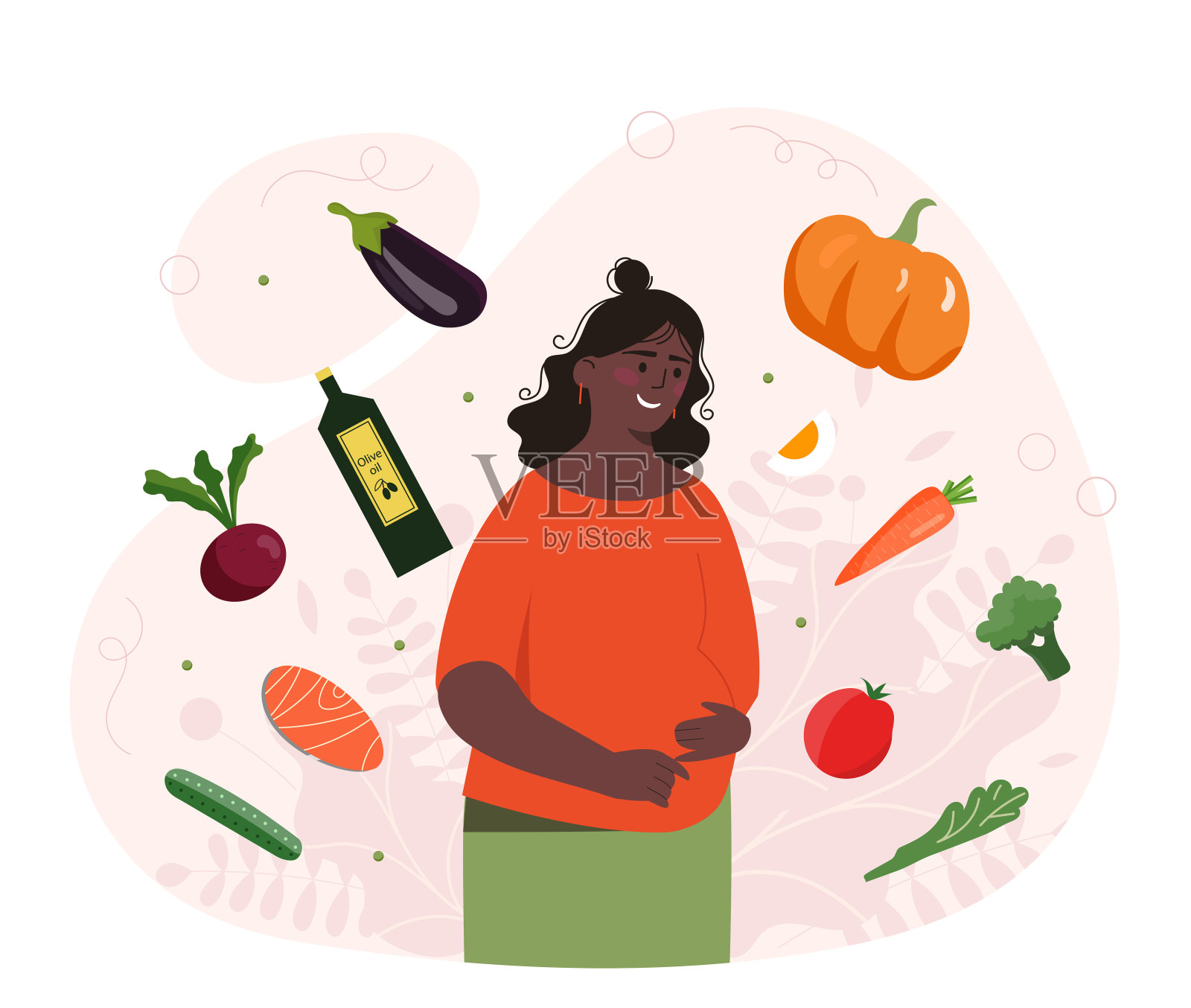 孕妇饮食载体概念插画图片素材