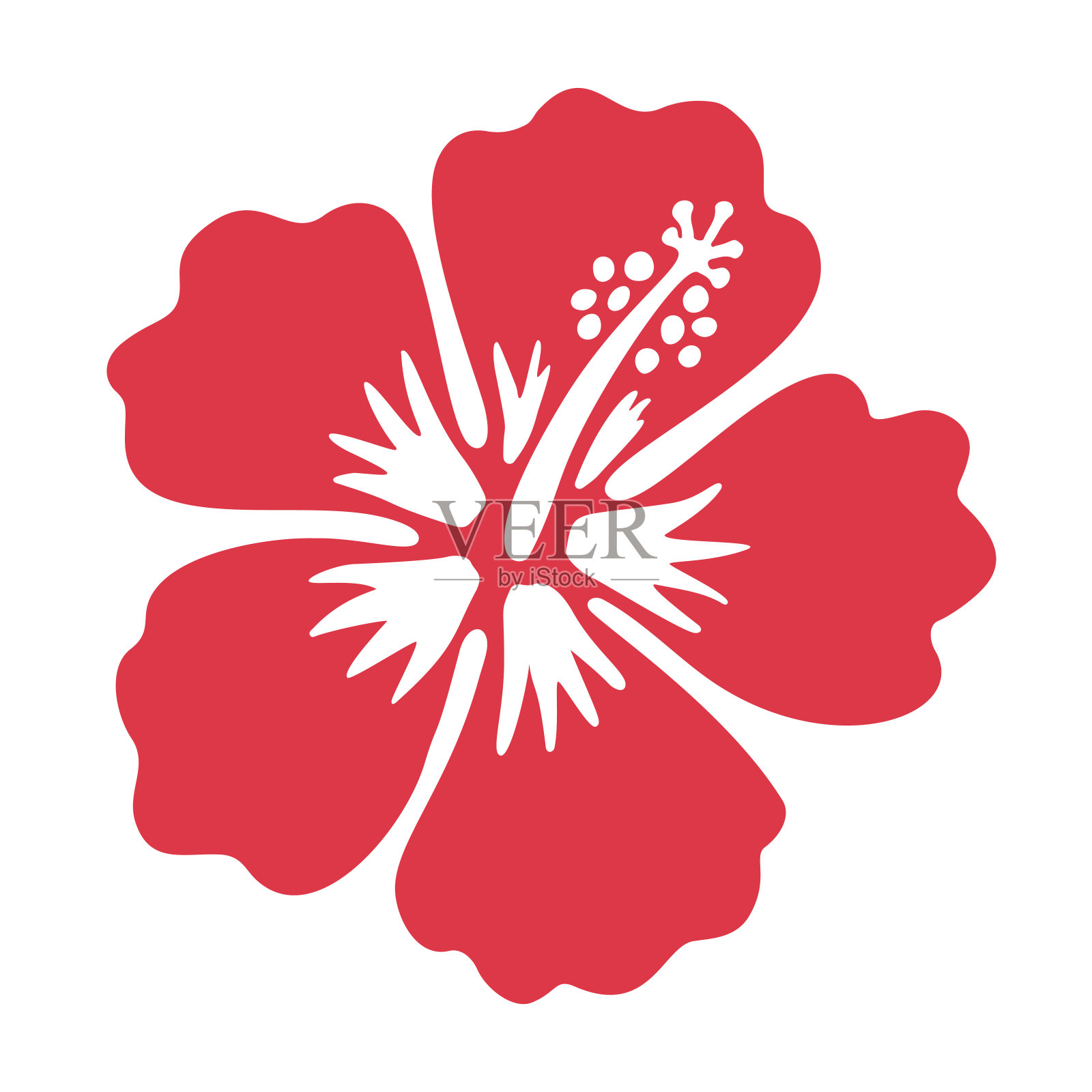 最小的花图标剪影花标志孤立的阿罗哈海滩符号。插画图片素材